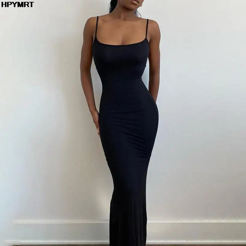 Satin Slip Sleeveless Backless Slim Sexy Maxi Dress