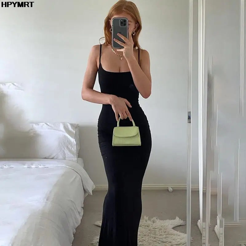 Satin Slip Sleeveless Backless Slim Sexy Maxi Dress