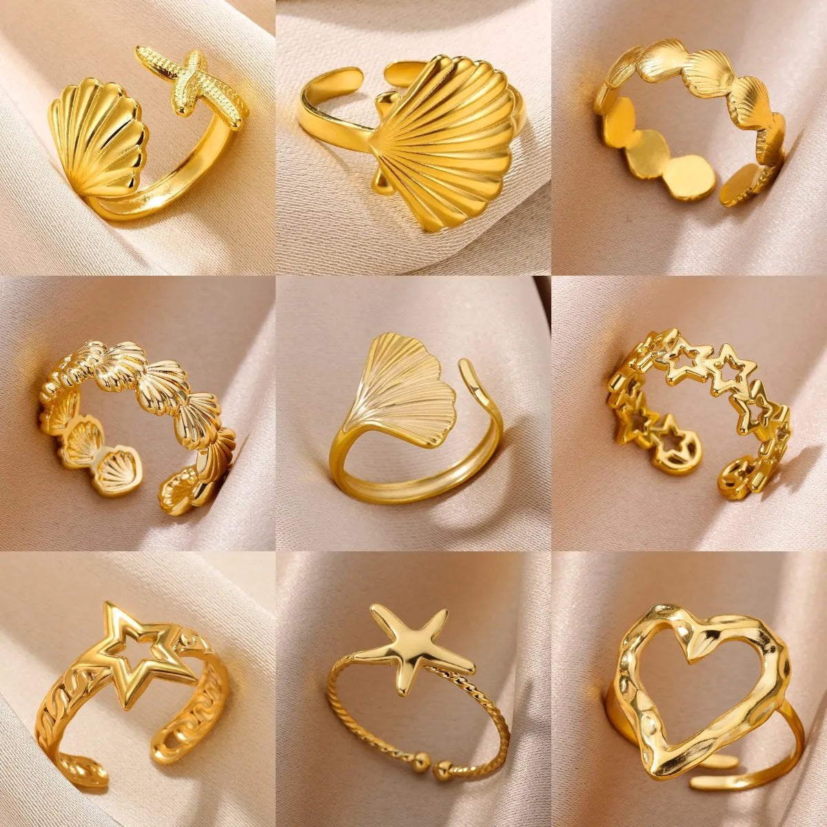 Stainless Steel Shell Rings for Women