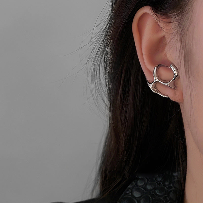 Earrings for Women Silver Color Hip-Hop Punk Fashion Geometric Earring Clip Girl