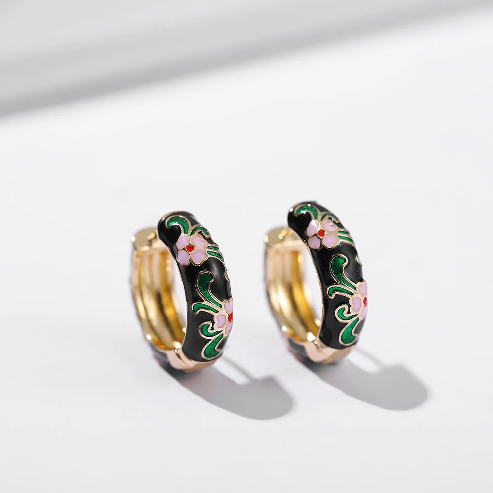 Flowers Cute Huggies Hoop Earrings for Women