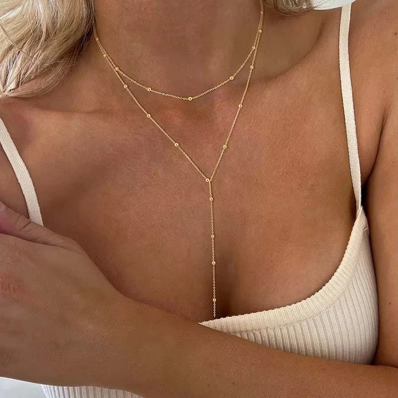 Gold Plated Lariat Necklace for Women,