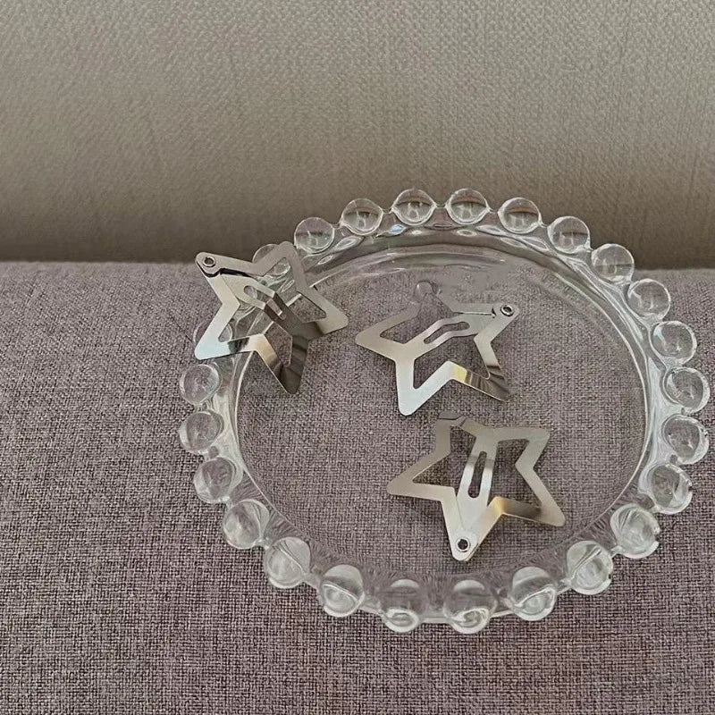 100pcs Y2K Silver Star Hair Clips High Quality Star Hair Clip Metal Clip Silver Pentagram Bb Clip Hair Accessory