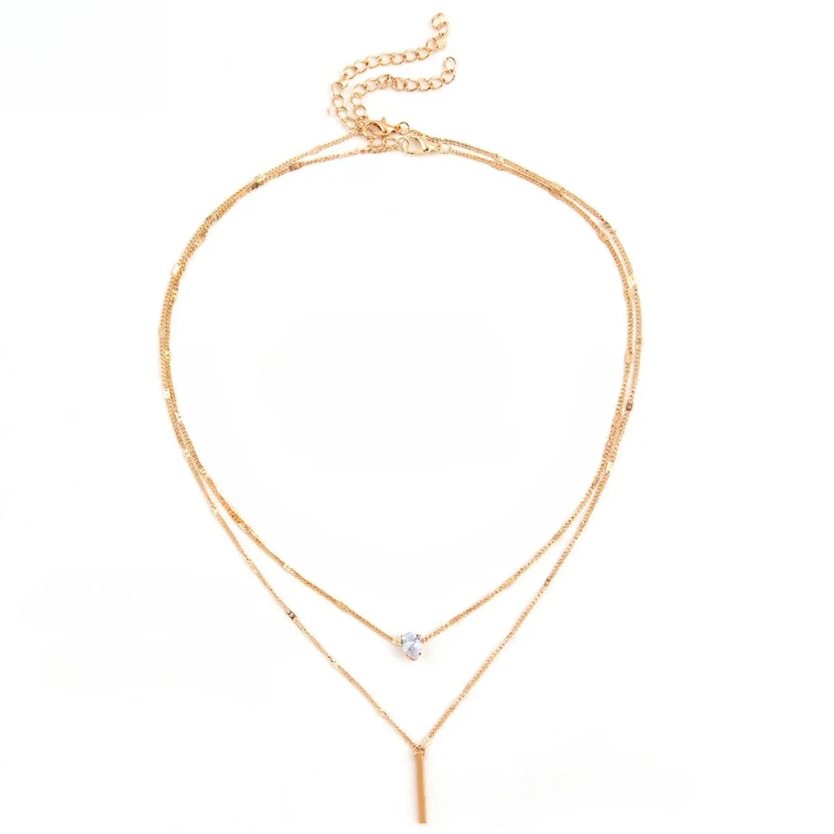 Multi-layer Five-pointed Star Heart Shape Water Drop Pendant Chain Necklace Alloy Material Glass Collarbone Chain Sexy Women New