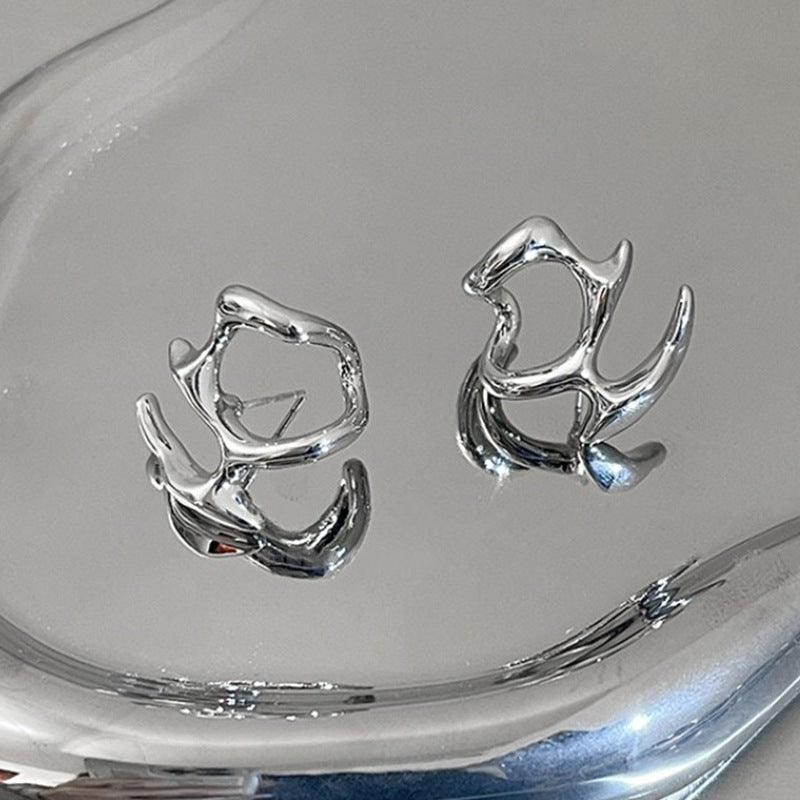 Earrings for Women Silver Color Hip-Hop Punk Fashion Geometric Earring Clip Girl