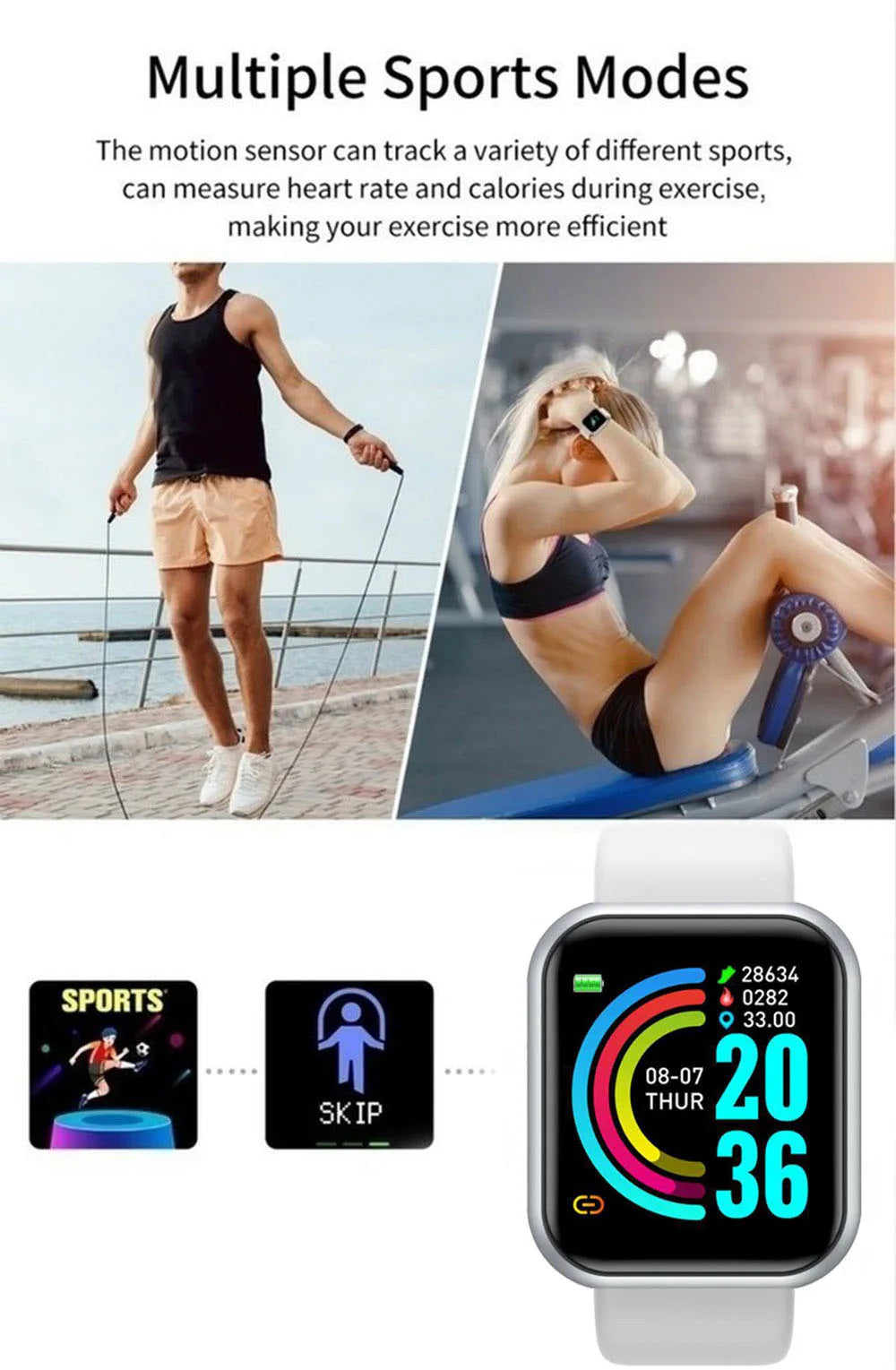 Smart Watches Women Men Bluetooth Connected Phone Music Fitness Sports Bracelet Sleep Monitor
