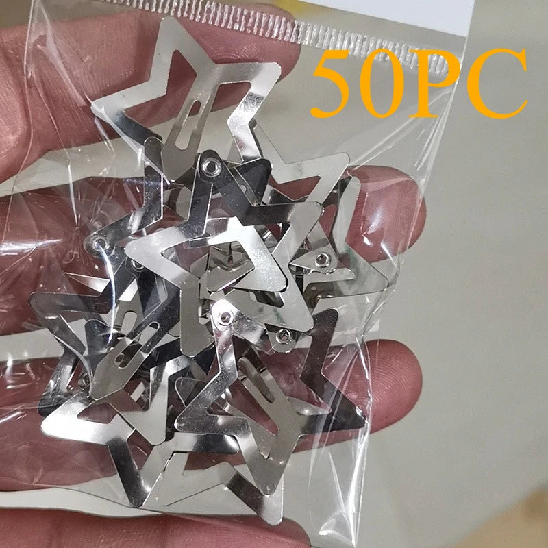 100pcs Y2K Silver Star Hair Clips High Quality Star Hair Clip Metal Clip Silver Pentagram Bb Clip Hair Accessory