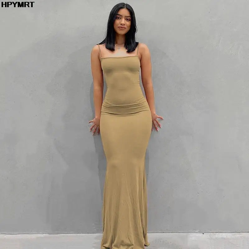 Satin Slip Sleeveless Backless Slim Sexy Maxi Dress