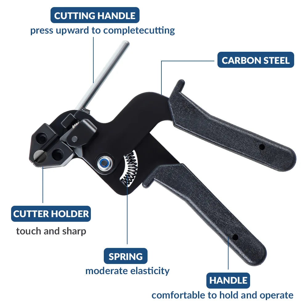 Heavy Duty 304 Stainless Steel Cable Tie Gun 100PCS Metal Zip Ties Cutter UV Resistant Tool Fence Ties 4.6mm Width