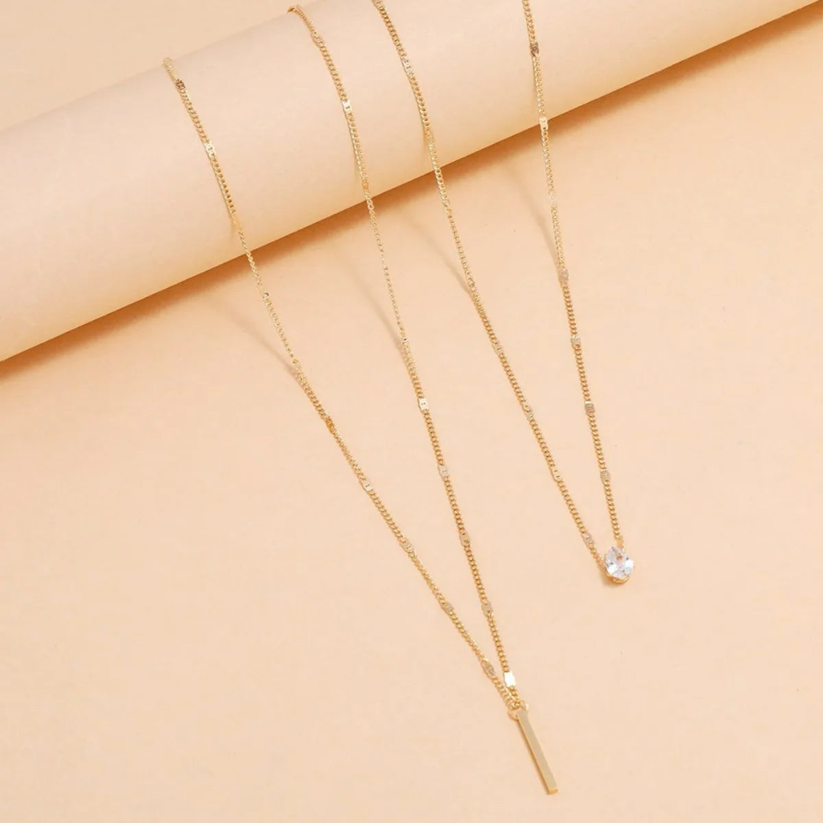 Multi-layer Five-pointed Star Heart Shape Water Drop Pendant Chain Necklace Alloy Material Glass Collarbone Chain Sexy Women New