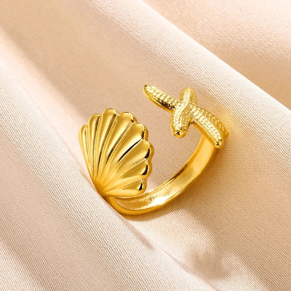 Stainless Steel Shell Rings for Women