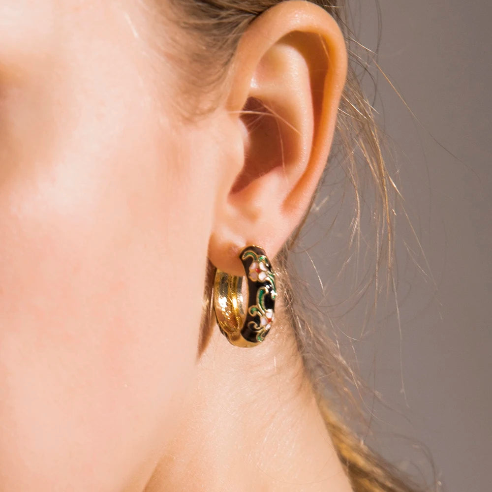 Flowers Cute Huggies Hoop Earrings for Women