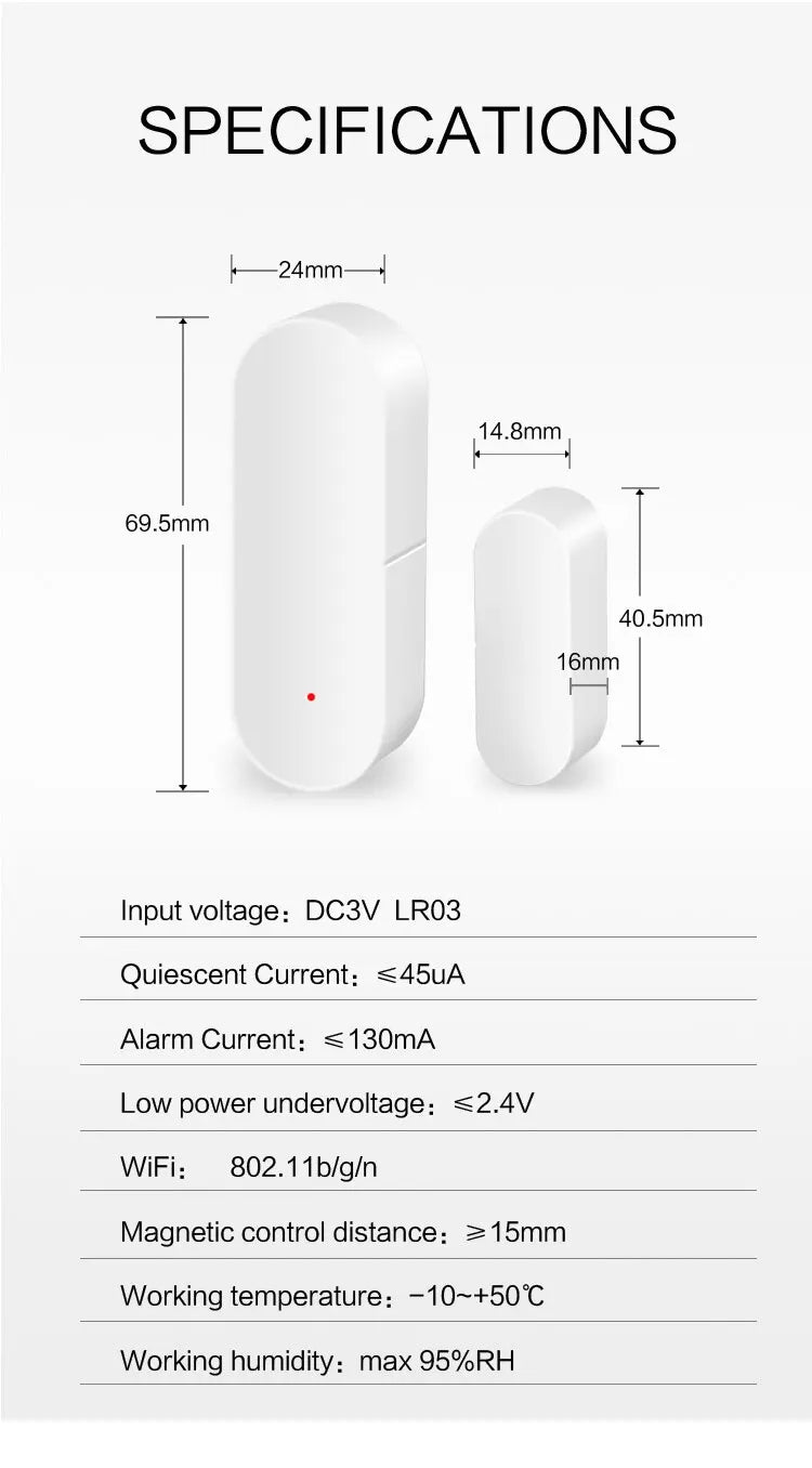 Smart WiFi Door Alarm  Compatible with Alexa Google Home
