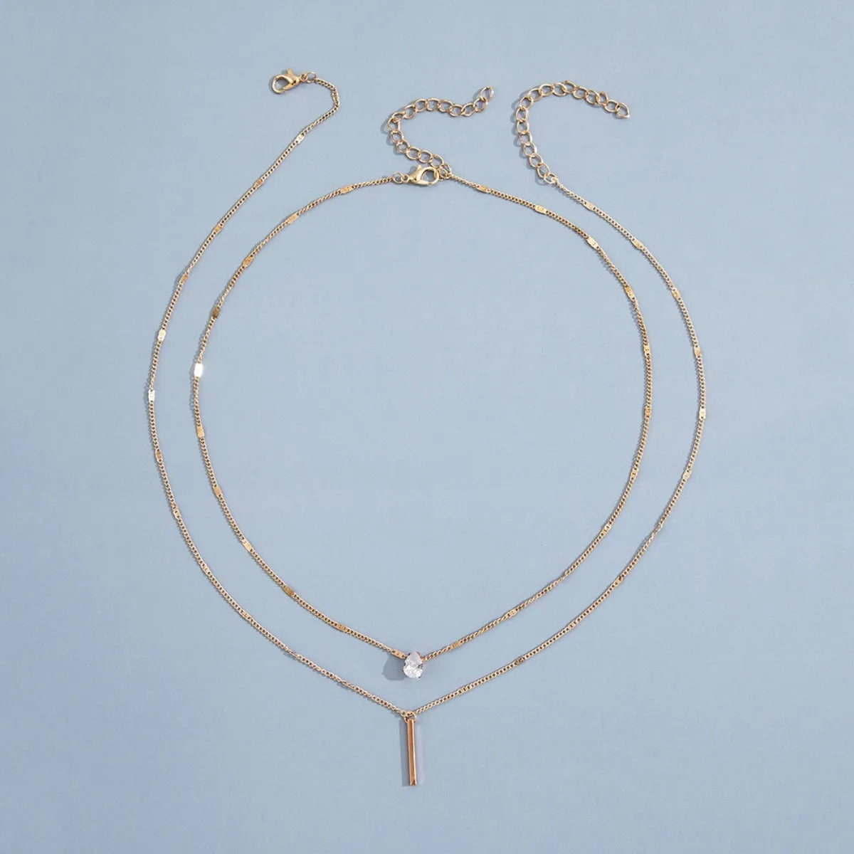 Multi-layer Five-pointed Star Heart Shape Water Drop Pendant Chain Necklace Alloy Material Glass Collarbone Chain Sexy Women New