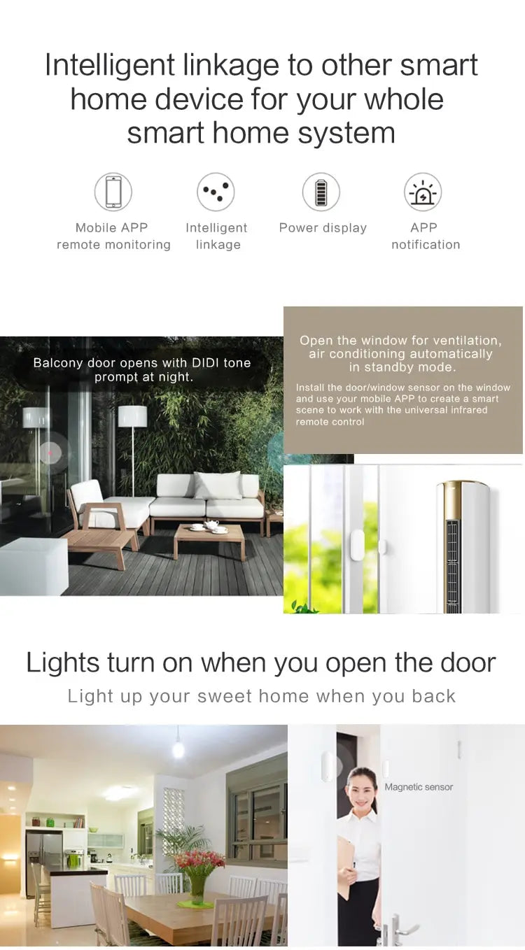 Smart WiFi Door Alarm  Compatible with Alexa Google Home