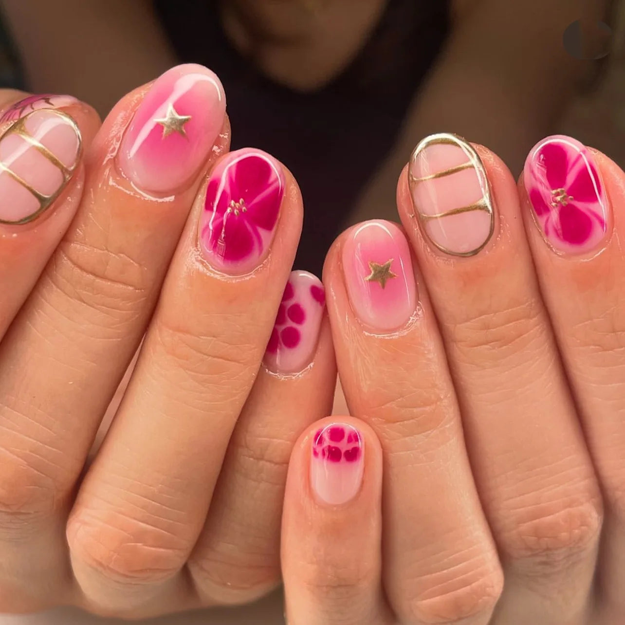 24Pcs False Nails Spicy Girl Silver Bow with Diamond Fake Nails with Glue Almond Press on Nails Black Cool Y2k Almond Nail Set