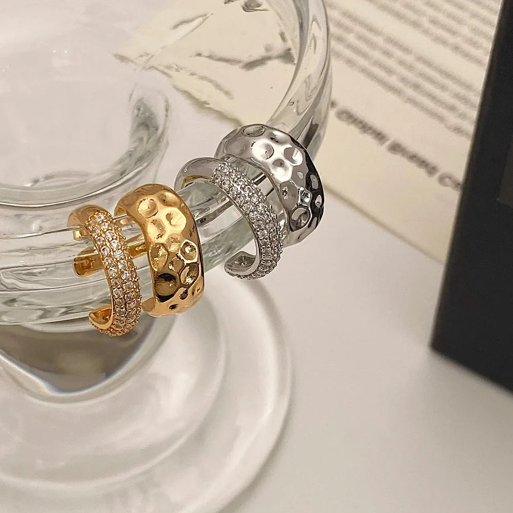 Shiny Rhinestones Exquisite Premium Metal Double Layered Ear Bone Clips for Women