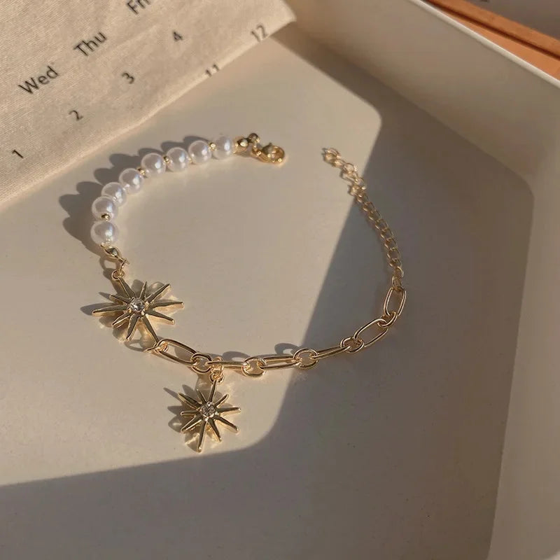 Big Heart Charm Hallow out Star Fire Ball Bracelet For Women