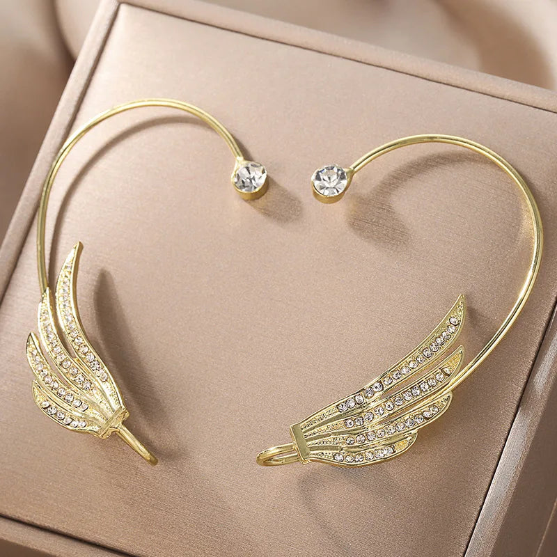 Luxury Star Butterfly Clip Earrings Female Crystal Tassel Ear Clip Earring Sparkling Zircon Ear Cuff Fashion Jewelry accessories