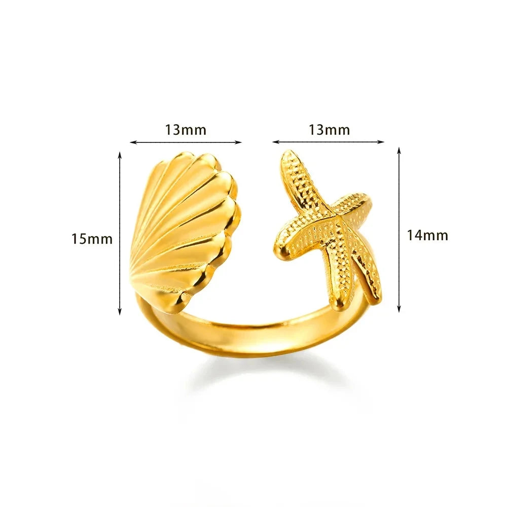 Stainless Steel Shell Rings for Women