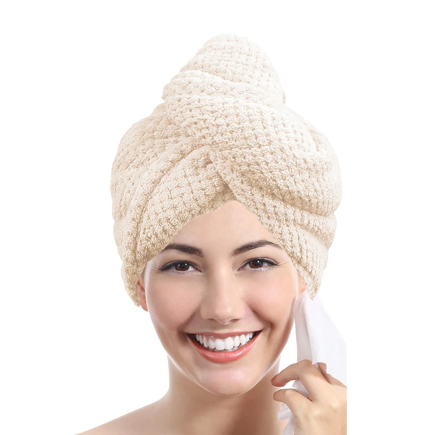 absorbent hair towel wrap for button-down women