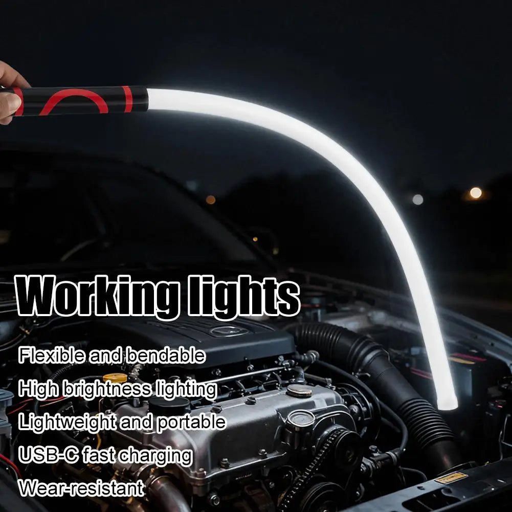Car Flexible Bendable LED Mechanic Work Light Type-C Charging Waterproof 3 Modes Rechargeable Inspection Flashlight
