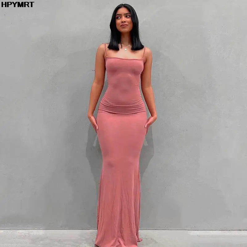Satin Slip Sleeveless Backless Slim Sexy Maxi Dress